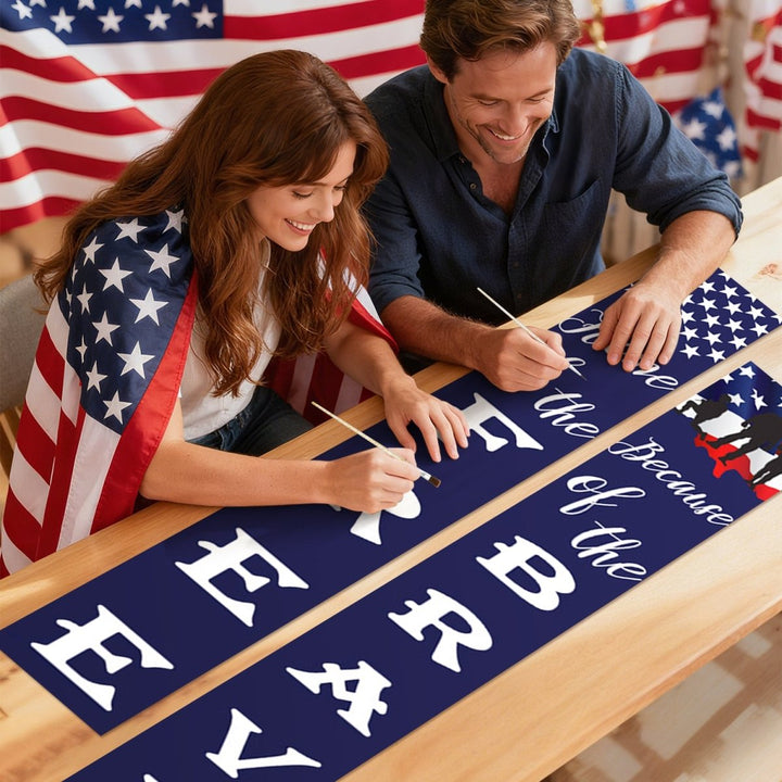 Paint By Numbers KitPorch Sign - Home of the Free Brave Stars and Stripes - isuvio