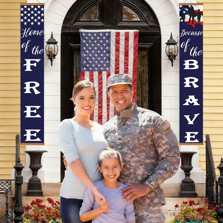 Paint By Numbers KitPorch Sign - Home of the Free Brave Stars and Stripes - isuvio