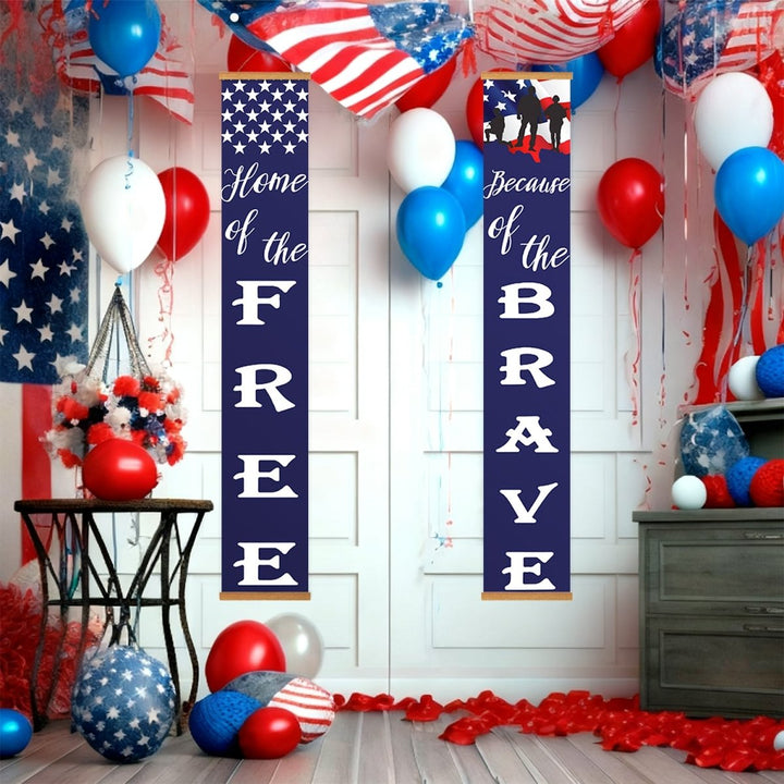 Paint By Numbers KitPorch Sign - Home of the Free Brave Stars and Stripes - isuvio