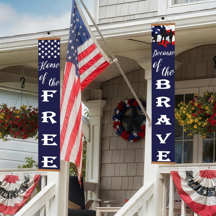 Paint By Numbers KitPorch Sign - Home of the Free Brave Stars and Stripes - isuvio