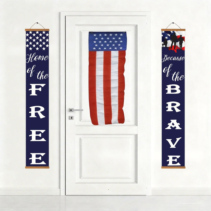 Paint By Numbers KitPorch Sign - Home of the Free Brave Stars and Stripes - isuvio