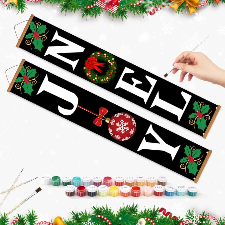 Paint By Numbers KitPorch Sign - Joy and Noel Letters Black - isuvio