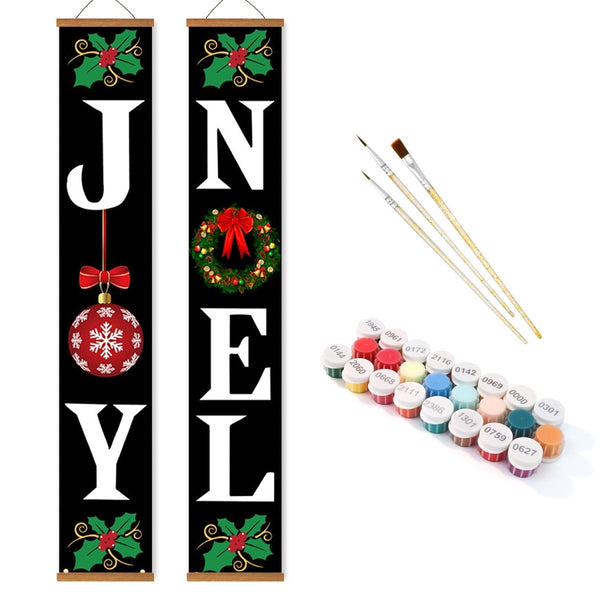 Paint By Numbers KitPorch Sign - Joy and Noel Letters Black - isuvio