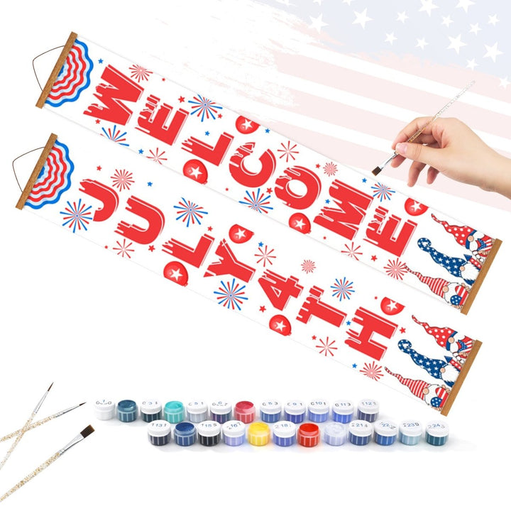 Paint By Numbers KitPorch Sign - July 4th and Welcome Fireworks - isuvio