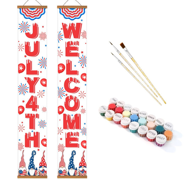 Paint By Numbers KitPorch Sign - July 4th and Welcome Fireworks - isuvio