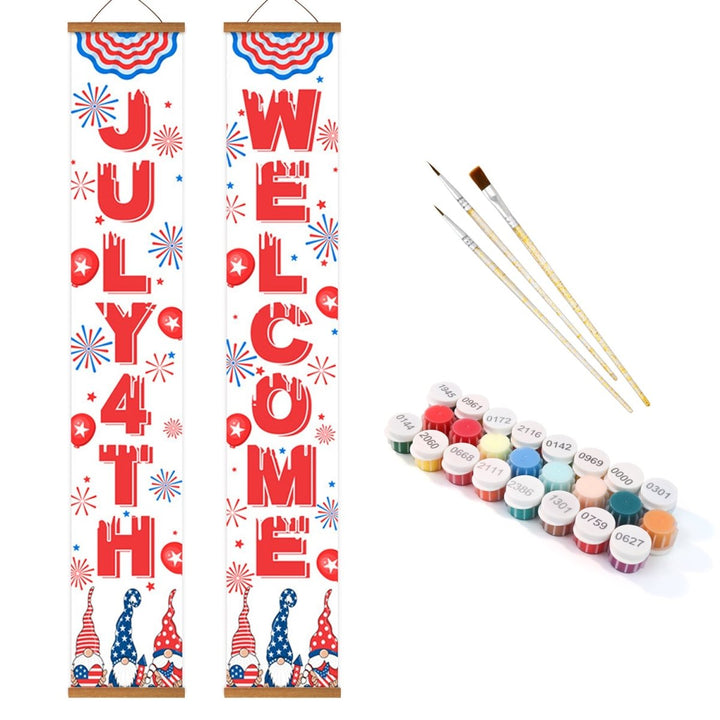 Paint By Numbers KitPorch Sign - July 4th and Welcome Fireworks - isuvio