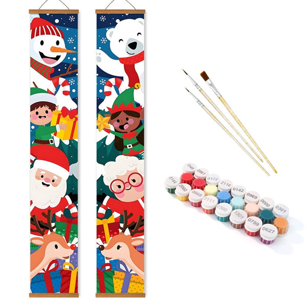 Paint By Numbers KitPorch Sign - Kids and Animals Christmas Group - isuvio