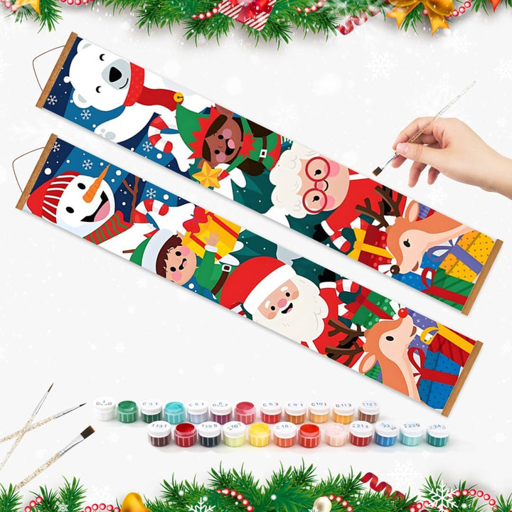 Paint By Numbers KitPorch Sign - Kids and Animals Christmas Group - isuvio
