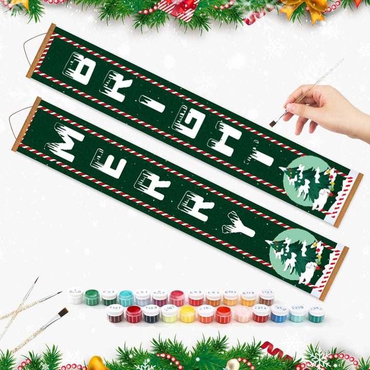 Paint By Numbers KitPorch Sign - Merry and Bright Letters - isuvio