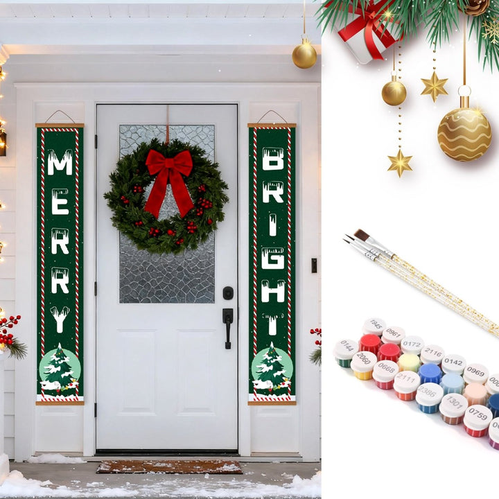Paint By Numbers KitPorch Sign - Merry and Bright Letters - isuvio