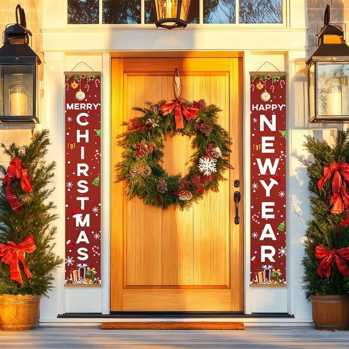 Paint By Numbers KitPorch Sign - Merry Christmas and Happy New Year Letters - isuvio