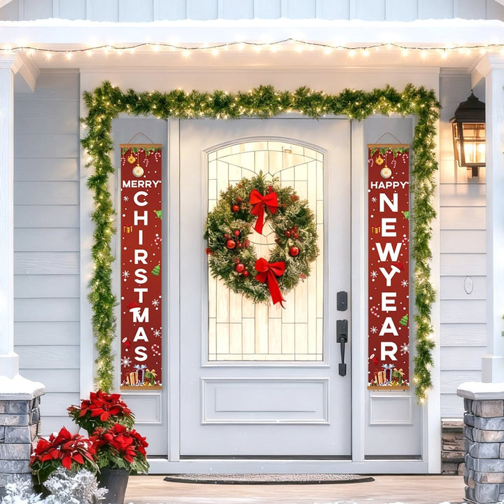 Paint By Numbers KitPorch Sign - Merry Christmas and Happy New Year Letters - isuvio