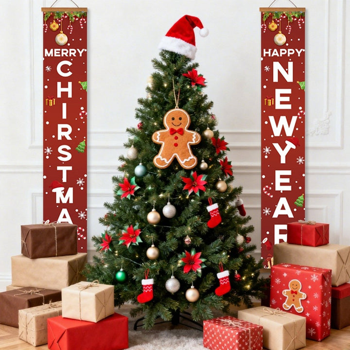 Paint By Numbers KitPorch Sign - Merry Christmas and Happy New Year Letters - isuvio