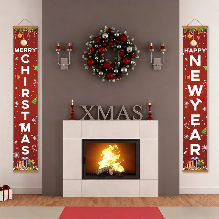 Paint By Numbers KitPorch Sign - Merry Christmas and Happy New Year Letters - isuvio