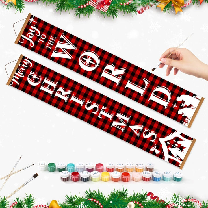 Paint By Numbers KitPorch Sign - Merry Christmas and Joy to the World Letters - isuvio