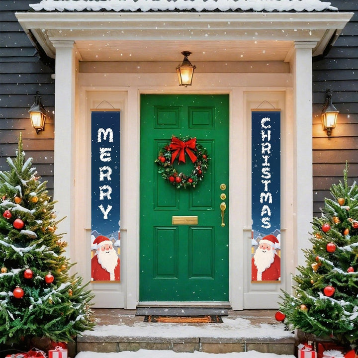 Paint By Numbers KitPorch Sign - Merry Christmas Letters Blue with Santa - isuvio