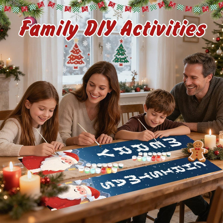 Paint By Numbers KitPorch Sign - Merry Christmas Letters Blue with Santa - isuvio