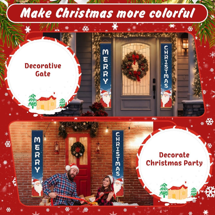 Paint By Numbers KitPorch Sign - Merry Christmas Letters Blue with Santa - isuvio