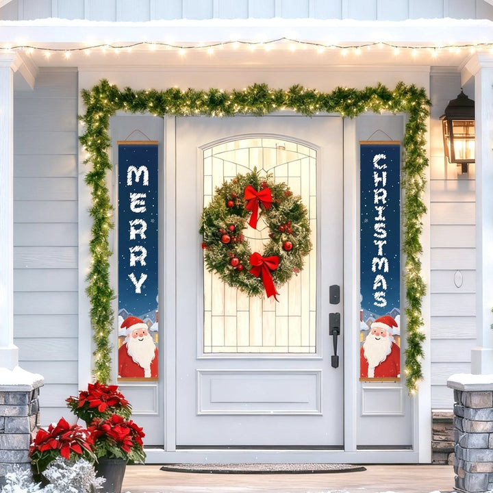 Paint By Numbers KitPorch Sign - Merry Christmas Letters Blue with Santa - isuvio