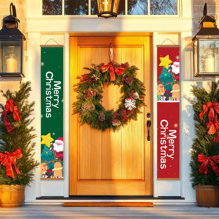 Paint By Numbers KitPorch Sign - Merry Christmas Letters Green and Red - isuvio