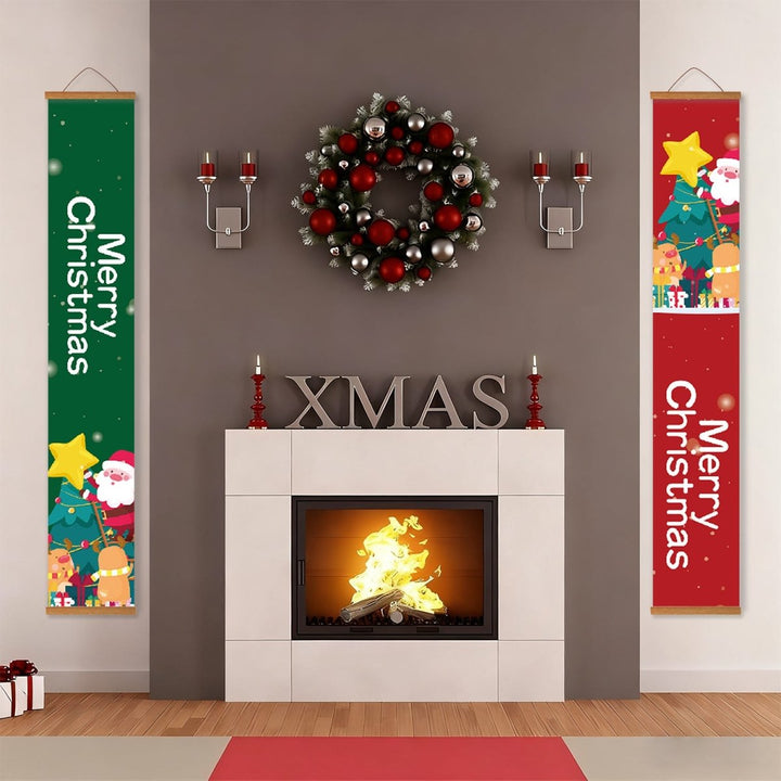 Paint By Numbers KitPorch Sign - Merry Christmas Letters Green and Red - isuvio