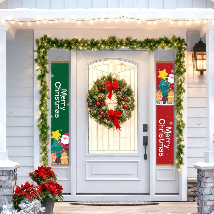 Paint By Numbers KitPorch Sign - Merry Christmas Letters Green and Red - isuvio