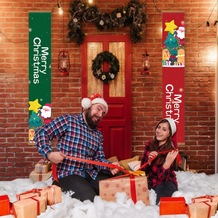 Paint By Numbers KitPorch Sign - Merry Christmas Letters Green and Red - isuvio