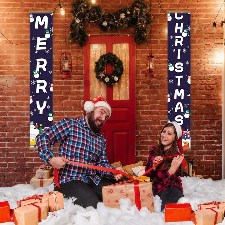 Paint By Numbers KitPorch Sign - Merry Christmas Letters Night Town - isuvio