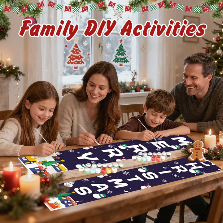 Paint By Numbers KitPorch Sign - Merry Christmas Letters Night Town - isuvio