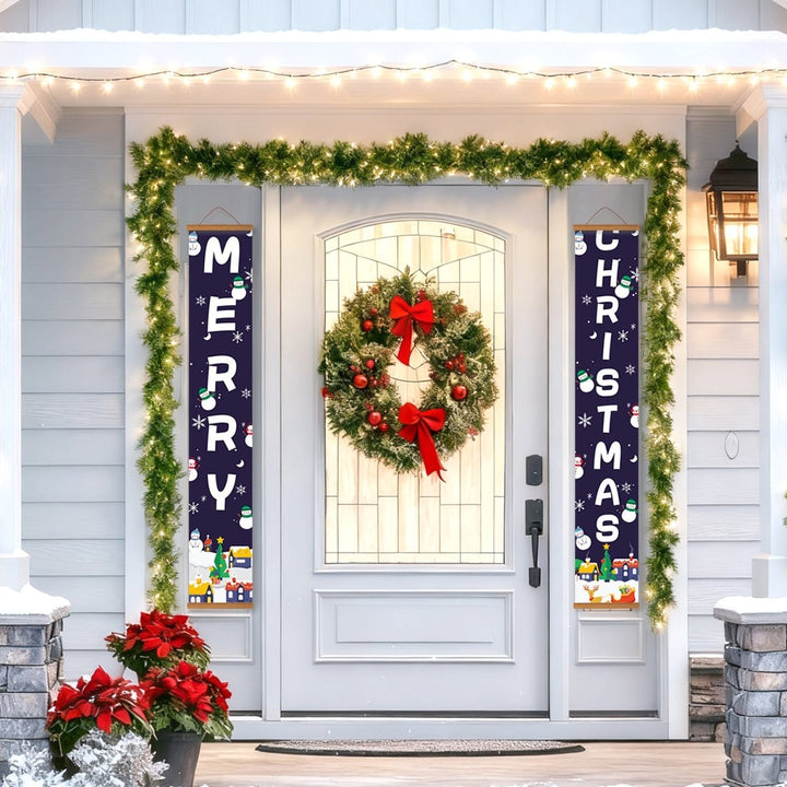 Paint By Numbers KitPorch Sign - Merry Christmas Letters Night Town - isuvio