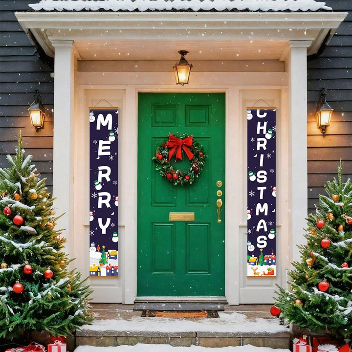 Paint By Numbers KitPorch Sign - Merry Christmas Letters Night Town - isuvio