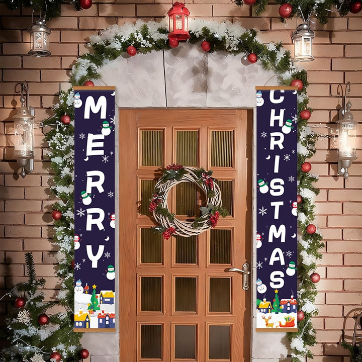 Paint By Numbers KitPorch Sign - Merry Christmas Letters Night Town - isuvio