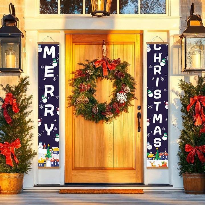 Paint By Numbers KitPorch Sign - Merry Christmas Letters Night Town - isuvio