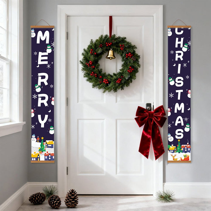Paint By Numbers KitPorch Sign - Merry Christmas Letters Night Town - isuvio