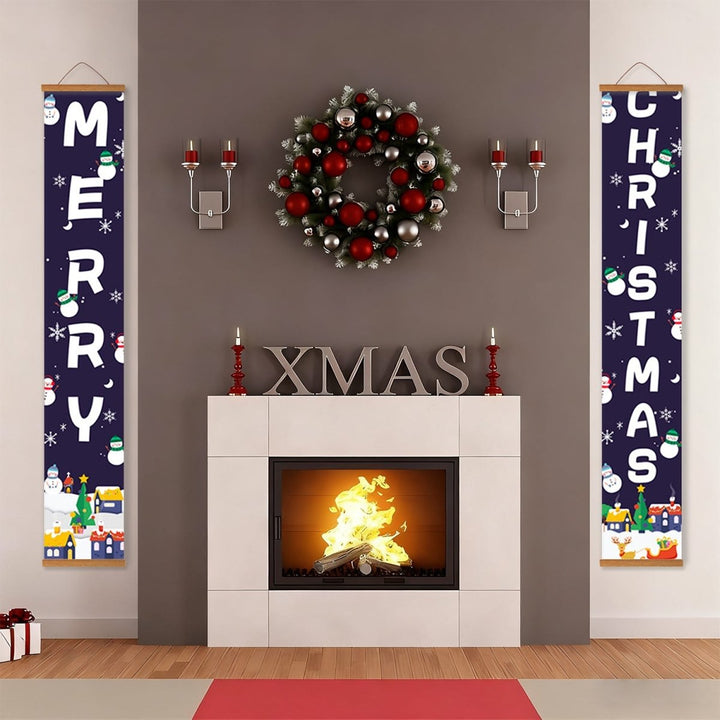 Paint By Numbers KitPorch Sign - Merry Christmas Letters Night Town - isuvio