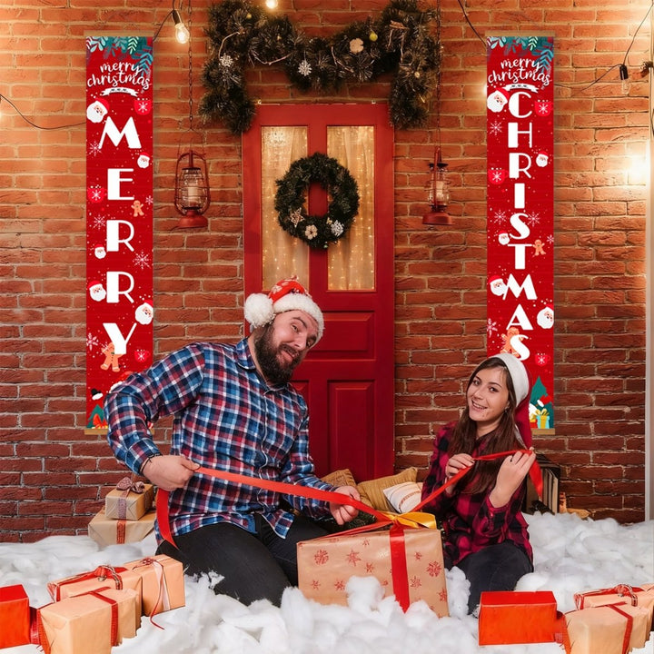 Paint By Numbers KitPorch Sign - Merry Christmas Letters with Santa and Snowman - isuvio