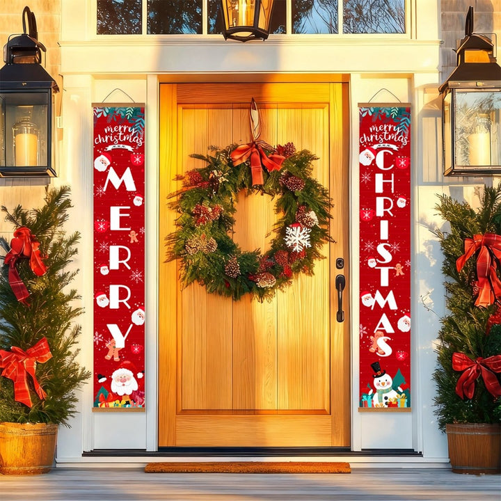 Paint By Numbers KitPorch Sign - Merry Christmas Letters with Santa and Snowman - isuvio
