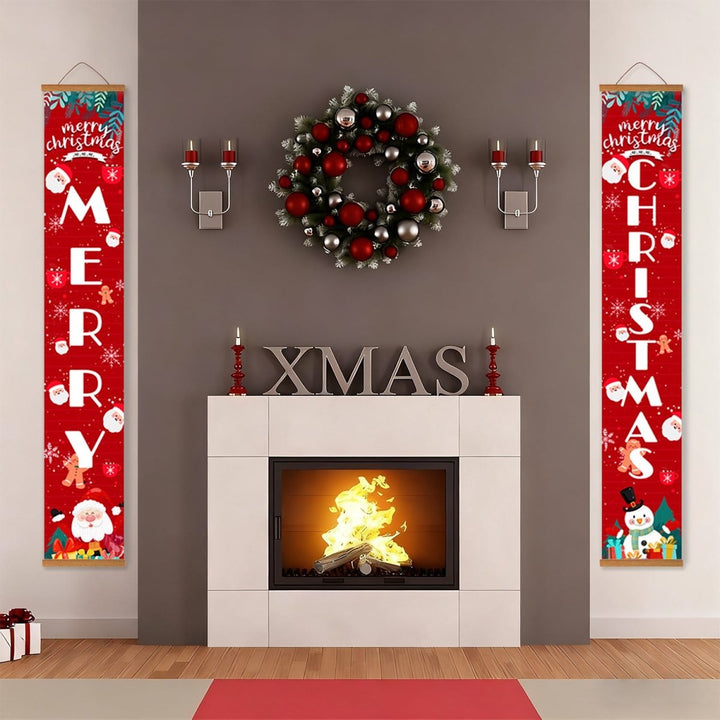 Paint By Numbers KitPorch Sign - Merry Christmas Letters with Santa and Snowman - isuvio