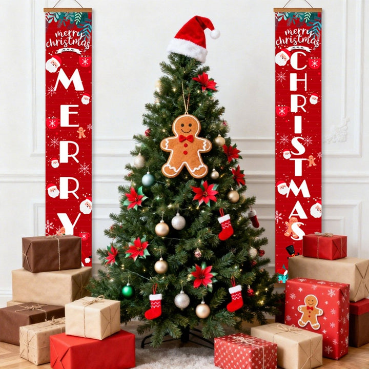 Paint By Numbers KitPorch Sign - Merry Christmas Letters with Santa and Snowman - isuvio