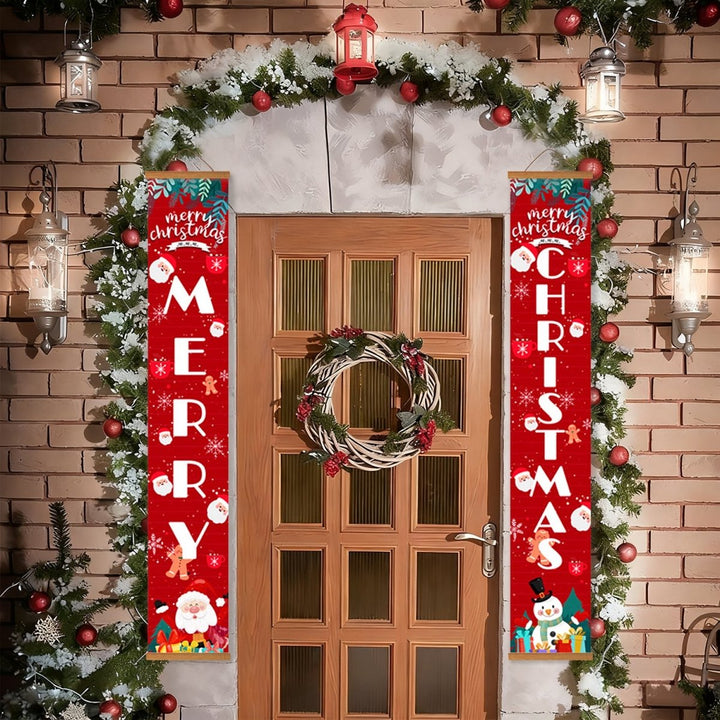 Paint By Numbers KitPorch Sign - Merry Christmas Letters with Santa and Snowman - isuvio