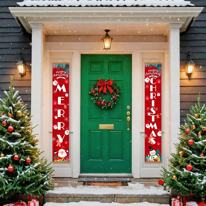 Paint By Numbers KitPorch Sign - Merry Christmas Letters with Santa and Snowman - isuvio