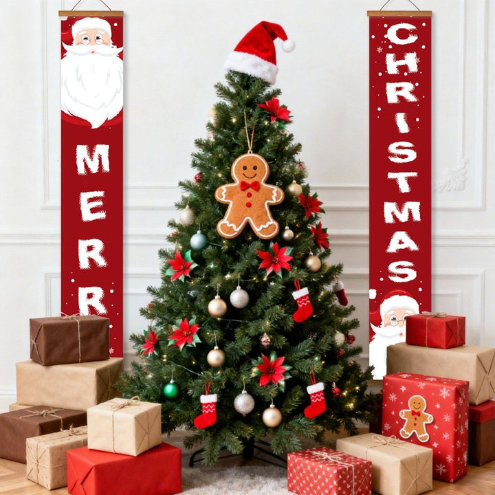 Paint By Numbers KitPorch Sign - Merry Christmas Letters with Santa Corners - isuvio