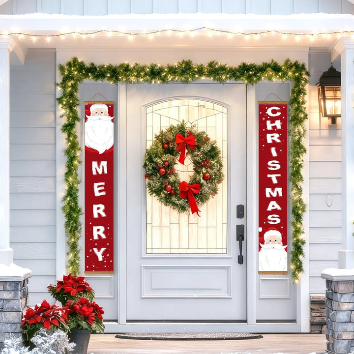 Paint By Numbers KitPorch Sign - Merry Christmas Letters with Santa Corners - isuvio