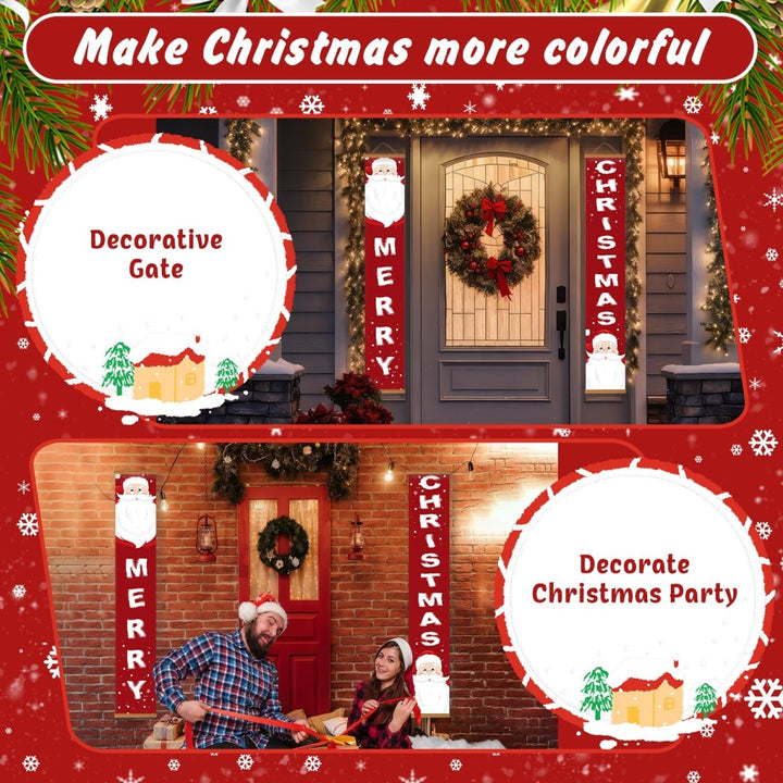 Paint By Numbers KitPorch Sign - Merry Christmas Letters with Santa Corners - isuvio