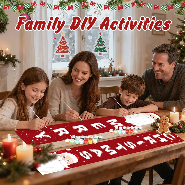 Paint By Numbers KitPorch Sign - Merry Christmas Letters with Santa Corners - isuvio