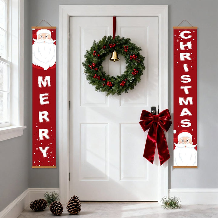 Paint By Numbers KitPorch Sign - Merry Christmas Letters with Santa Corners - isuvio