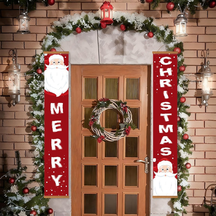 Paint By Numbers KitPorch Sign - Merry Christmas Letters with Santa Corners - isuvio