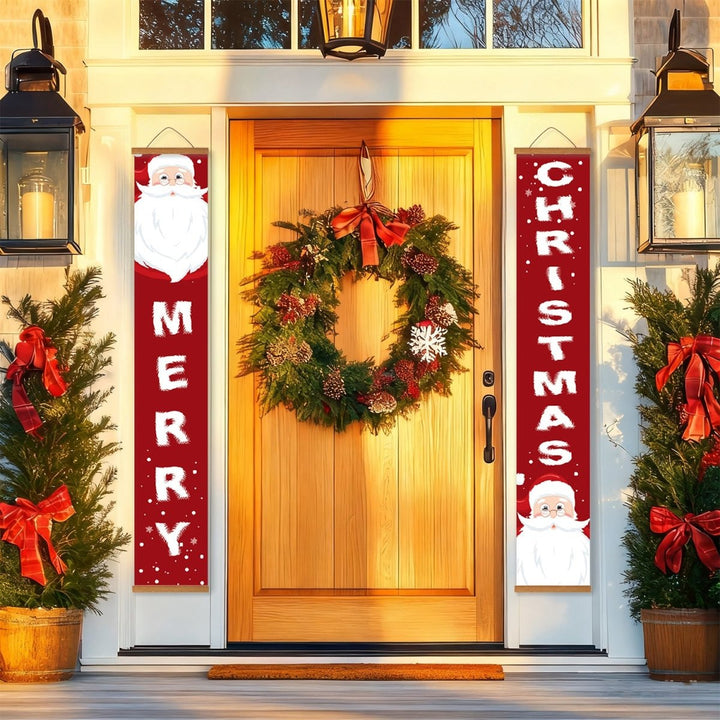 Paint By Numbers KitPorch Sign - Merry Christmas Letters with Santa Corners - isuvio