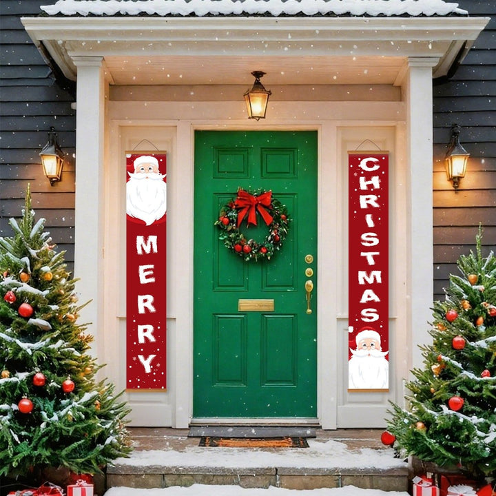 Paint By Numbers KitPorch Sign - Merry Christmas Letters with Santa Corners - isuvio