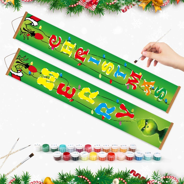 Paint By Numbers KitPorch Sign - Merry Christmas Ornaments Letters - isuvio